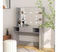 vidaXL Tocador de maquillaje luces LED MDF gris hormigón 100x40x135 cm