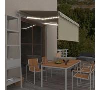 vidaXL Toldo automático con persiana LED sensor de viento crema 3x2,5m
