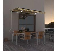 vidaXL Toldo automático LED sensor de viento amarillo blanco 350x250cm