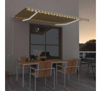 vidaXL Toldo automático LED sensor de viento amarillo blanco 400x300cm