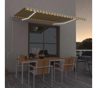 vidaXL Toldo automático LED sensor de viento amarillo blanco 400x350cm