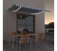 vidaXL Toldo automático LED sensor de viento azul y blanco 400x350 cm