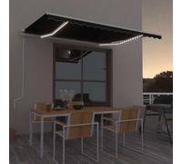vidaXL Toldo automático LED sensor de viento gris antracita 400x350 cm