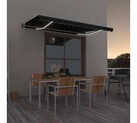vidaXL Toldo automático LED sensor de viento gris antracita 450x350 cm