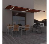 vidaXL Toldo automático LED sensor de viento naranja marrón 600x300 cm