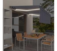 vidaXL Toldo automático persiana LED sensor de viento azul blanco 4x3m