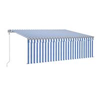 vidaXL Toldo automático persiana LED sensor de viento azul blanco 4x3m