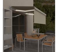 vidaXL Toldo automático persiana LED sensor viento crema 3,5x2,5 m