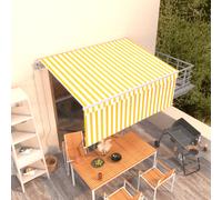 vidaXL Toldo automático retráctil con persiana amarillo blanco 3x2,5m