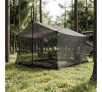 vidaXL Toldo de camping con paredes de malla Marrón Gris