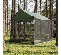 vidaXL Toldo de camping con paredes de malla Verde militar