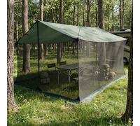 vidaXL Toldo de camping con paredes de malla Verde militar