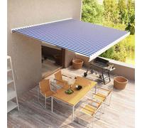 vidaXL Toldo de carrete manual azul y blanco 400x300 cm