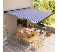 vidaXL Toldo de carrete manual azul y blanco 400x300 cm