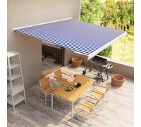vidaXL Toldo de carrete motorizado azul y blanco 400x300 cm