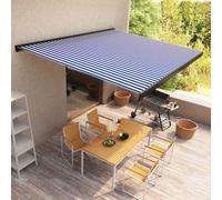 vidaXL Toldo de carrete motorizado azul y blanco 400x300 cm