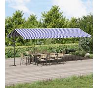 vidaXL Toldo de pie tela y acero azul y blanco 600x300 cm