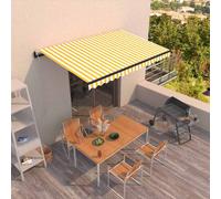 vidaXL Toldo retráctil automático amarillo y blanco 400x350 cm