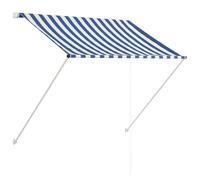 vidaXL Toldo Funcionamiento con Manivela Manual Retráctil de Patio Lona Parasol Porche Jardín Sombra Exterior Terraza 100x150 cm Azul y Blanco a Rayas