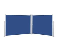 vidaXL Toldo Lateral Retráctil para Patio Pantalla de Terraza Mampara Parasol de Exterior Jardín Tela de Lona PU Azul Soporte de Hierro 140x1000 cm