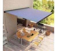 vidaXL Toldo de carrete manual azul y blanco 400x300 cm