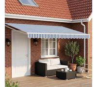 vidaXL: Toldo articulado manual con luces LED, azul y blanco, 4,5 x 3 metros