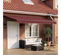 vidaXL Toldo manual con LED solar 4 x 3 m Burdeos 100% Poliéster