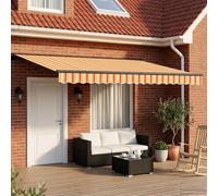 vidaXL Toldo manual con LED solar 4 x 3 m Rayas amarillas y naranjas