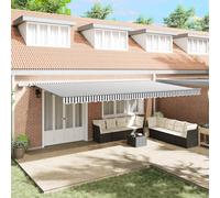vidaXL Toldo manual con luces LED, color antracita y blanco, 600x300 cm