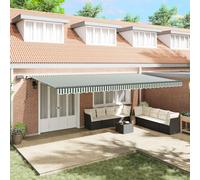 vidaXL Toldo manual con LED solar 6 x 3 m Rayas verdes y blancas