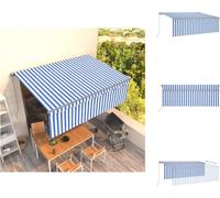 vidaXL Toldo manual enrollable con toldo enrollable, 4x3 metros, azul y blanco - Toldos