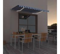 vidaXL Toldo manual retráctil con LED azul y blanco 300x250 cm