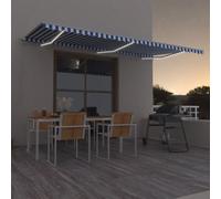 vidaXL Toldo manual retráctil con LED azul y blanco 600x350 cm