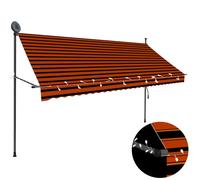 vidaXL Toldo manual retráctil con LED naranja y marrón 300 cm
