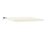 vidaXL Toldo Manual retráctil con Leds Crema y Blanco 5 x 3 m, Una solución Moderna, toldo retráctil, toldo de jardín, Resistente, LED para tu Porche