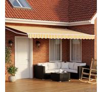 vidaXL Toldo manual retráctil con LEDs Naranja y 5 x 3 m