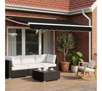 vidaXL Toldo manual retráctil con LEDs Negro y Blanco 3,5 x 2,5 m