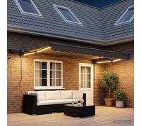 vidaXL Toldo manual retráctil con LEDs Topo 100% Poliéster y Aluminio