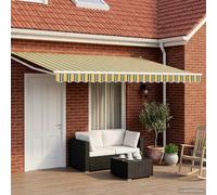 vidaXL Toldo manual retráctil con LEDs Verde, Amarillo, Blanco 5 x 3 m