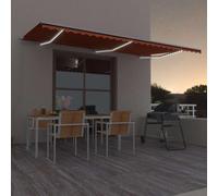 vidaXL Toldo manual retráctil con luz LED naranja y marrón 600x300 cm