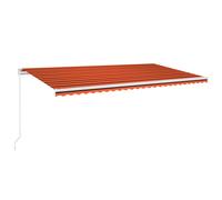 vidaXL Toldo manual retráctil con luz LED naranja y marrón 600x300 cm