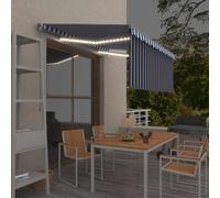vidaXL Toldo manual retráctil con persiana y LED azul y blanco 3x2,5 m