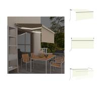 vidaXL Toldo manual retráctil con tira LED, 3,5 x 2,5 m, color crema - Toldos