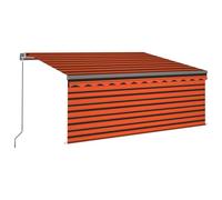 vidaXL Toldo manual retráctil con tira LED, 3,5 x 2,5 m, color naranja y marrón