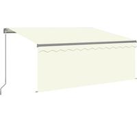 vidaXL Toldo manual retráctil con toldo enrollable y luces LED, 3x2,5 m, color crema