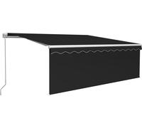 vidaXL Toldo manual retráctil con toldo enrollable y luces LED, 4x3 metros, color antracita
