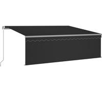 vidaXL Toldo manual retráctil con toldo enrollable y luces LED, 4x3 metros, color antracita