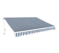 vidaXL Toldo plegable de operación manual azul y blanco Multitalle 350 cm