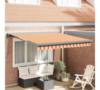 vidaXL Toldo retráctil aluminio y tela amarillo y blanco 3,5x2,5 m