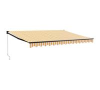 vidaXL Toldo retráctil Aluminio y Tela Amarillo y Blanco 4,5x3 m, toldo, toldo de Patio, toldo de jardín, toldo para Puertas, toldo de terraza